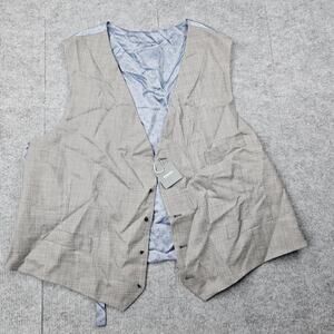 Indochino Vest Mens 50 Gray Wool Suit Waistcoat Lined Formal Career Staple Check